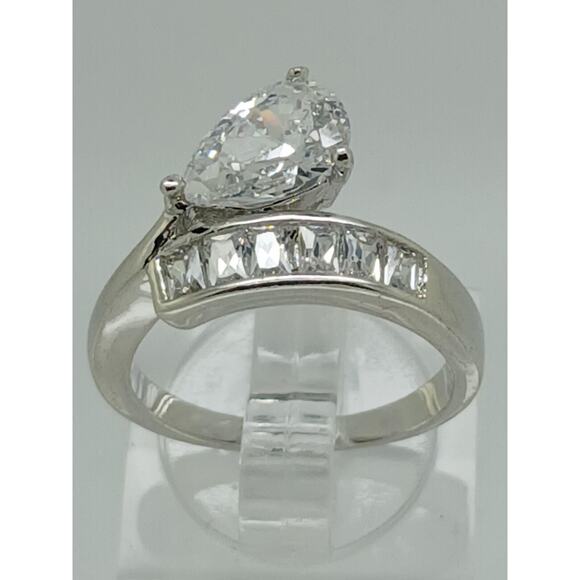 2.4CT Vintage Gold Plated Pear Radiant Cut Sim Diamond CZ Engagement Ring - Picture 6 of 10